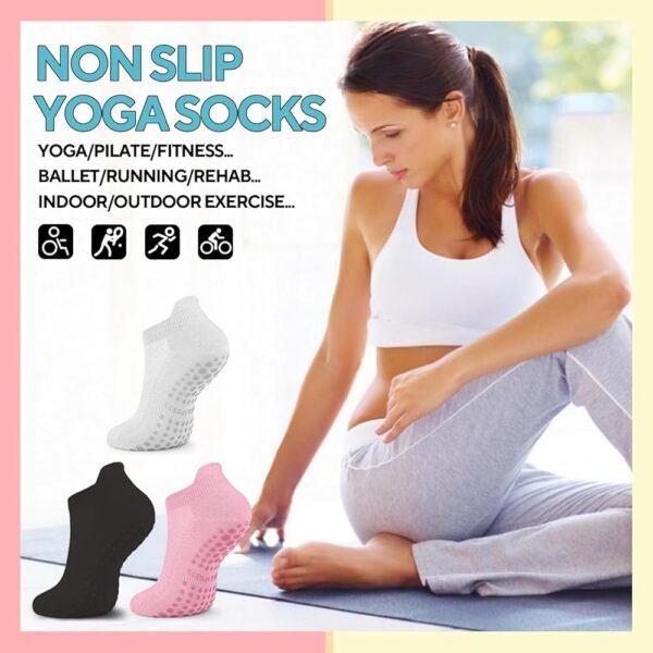 3 Pairs Solid Color Yoga Socks Women Fitness Running Hiking Playing Sports Dispensing Anti slip Pilates Socks