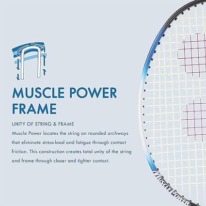81nZU9q5xAL._AC_SX425_.jpg YONEX Muscle Power 22LT Carbon Graphite Strung Badminton Racket with Full Racket Cover BlackBlue for Intermediate Players 83 Grams Maximum String Tension 30lbs