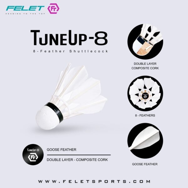 FELET SHUTTLECOCKS TUNE UP 8 (8 FEATHERS SHUTTLECOCK)
